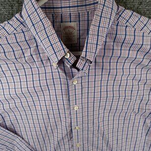 Brooks Brothers Men Button Up Shirt Long Sleeve Cotton Purple Blue Large Regular